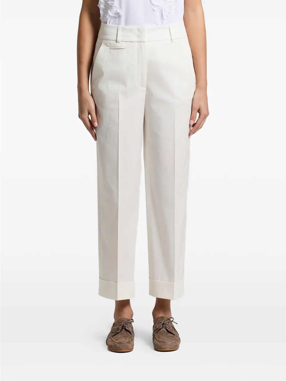 NWT SIZE 38/US 6-8 Dondup Cream Cropped Pleated Trousers
